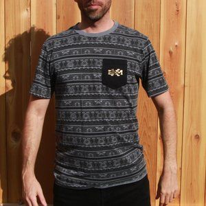 Black and Grey Patterned Nike Dri-Fit Shirt Size Medium With Pocket.